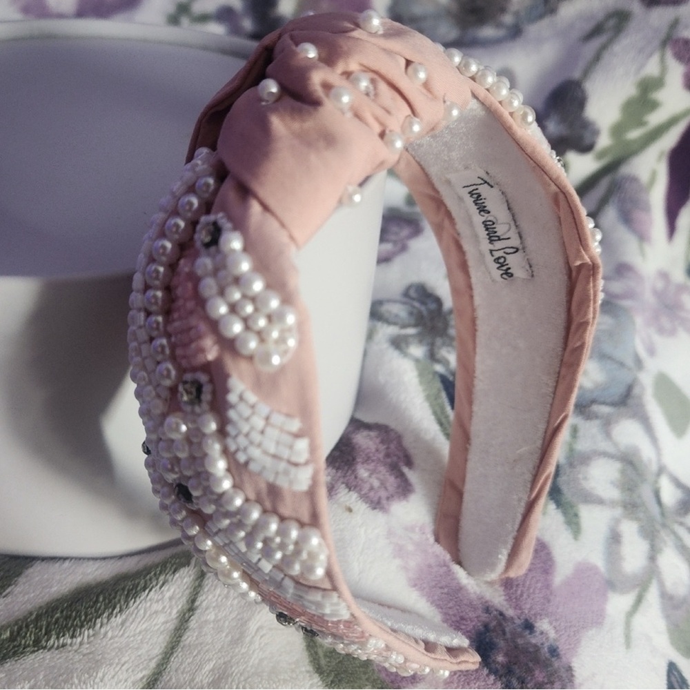 Twine & Love Pink Pearl & Jeweled Headband NWOT